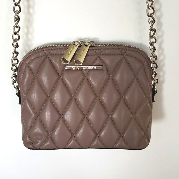 Steve Madden Handbags - Steve Madden Dome Taupe Quilted Crossbody Bag